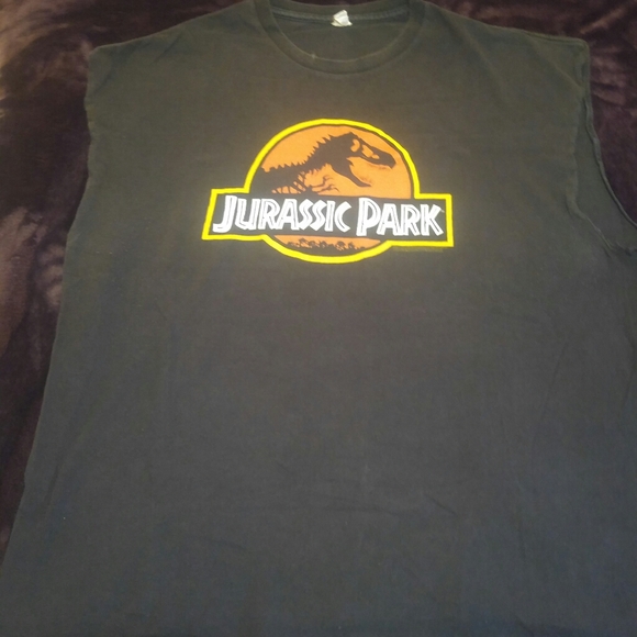 Cool sleeveless 2XL black Jurassic Park T-Shirt - Picture 2 of 3